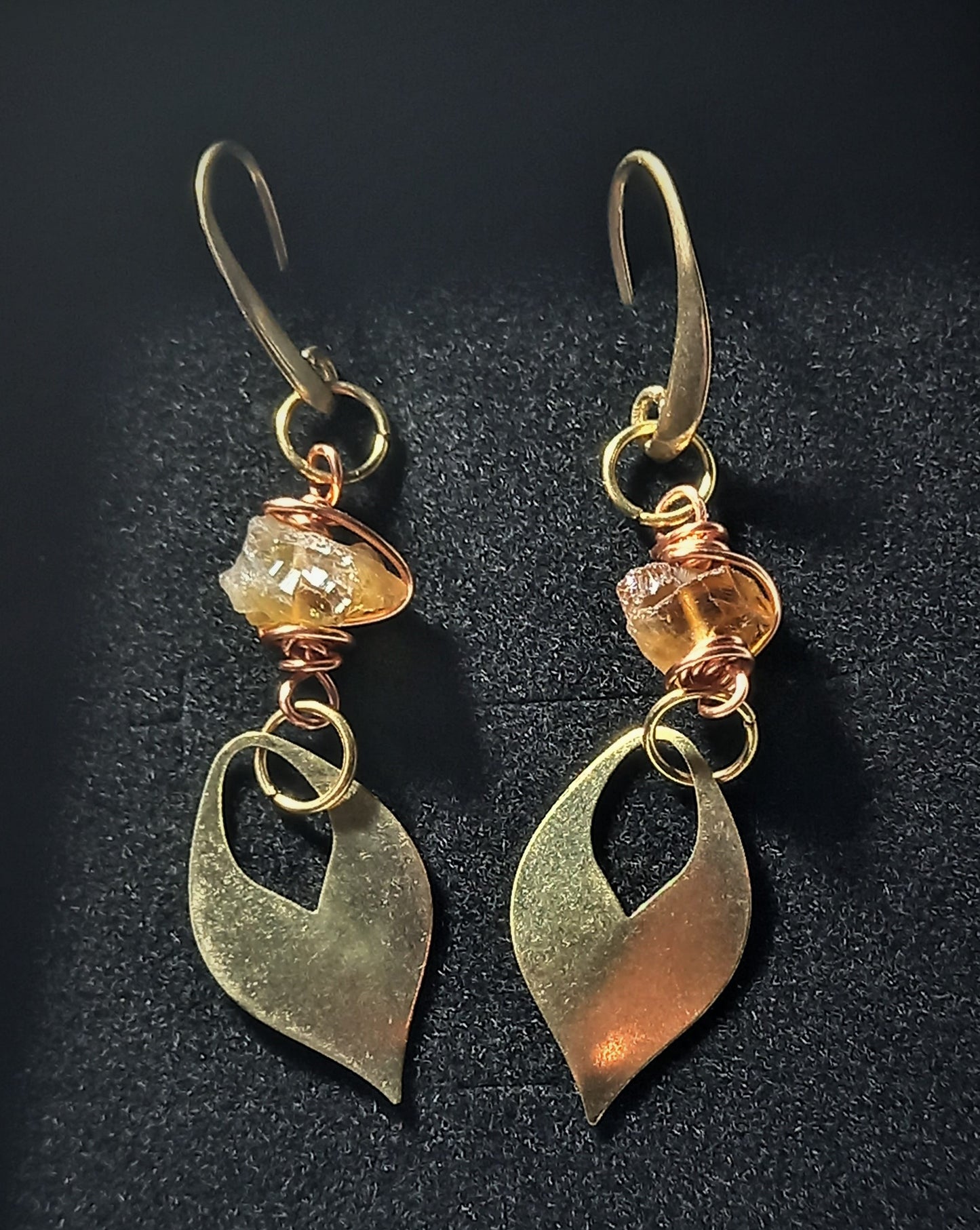 Citrine Raw Brass Earrings