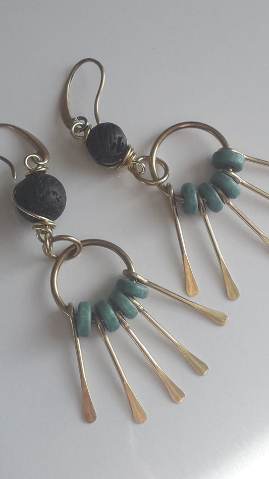 Los Rayos Raw Brass Earrings