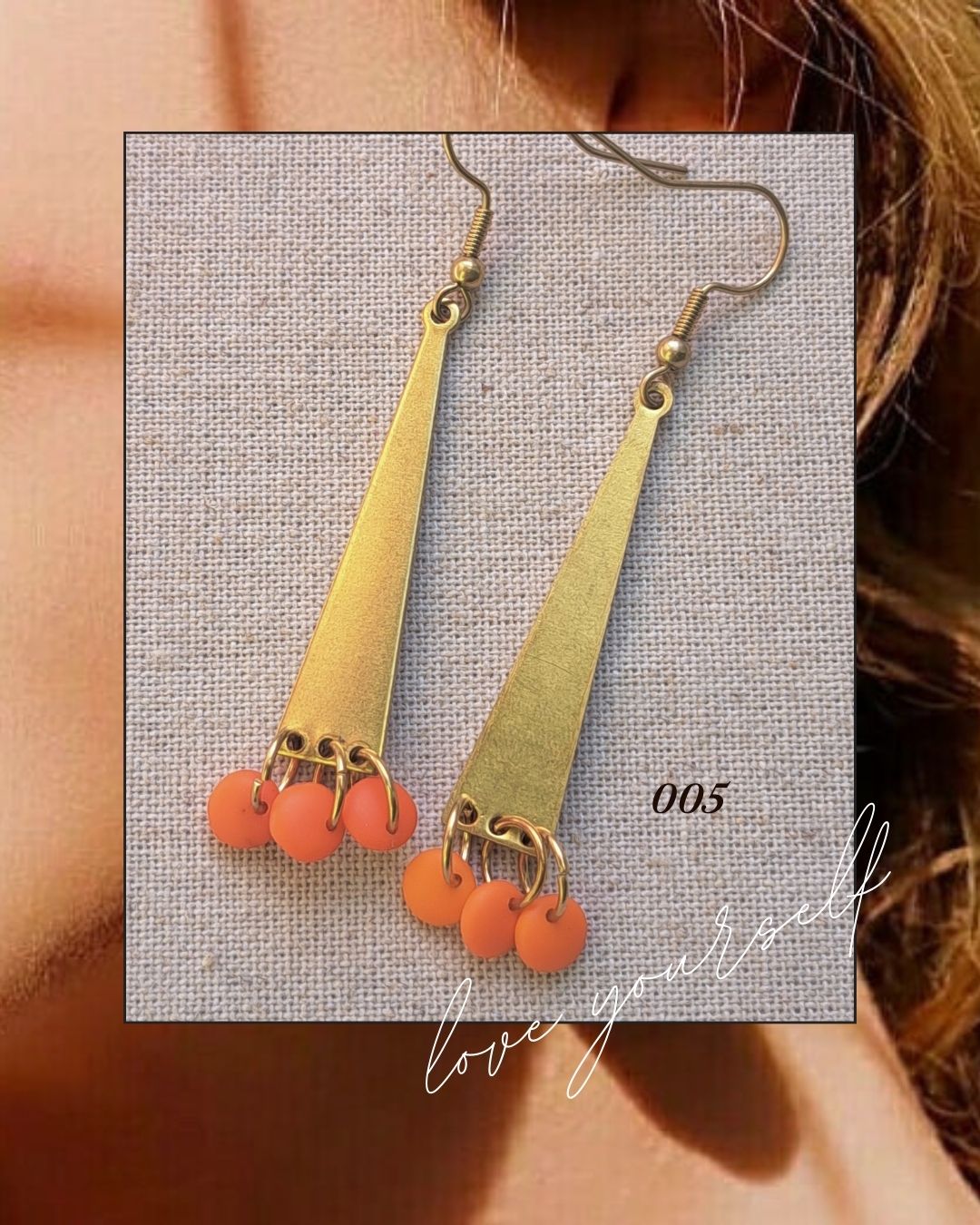 Triangle Brass Drop Earrings