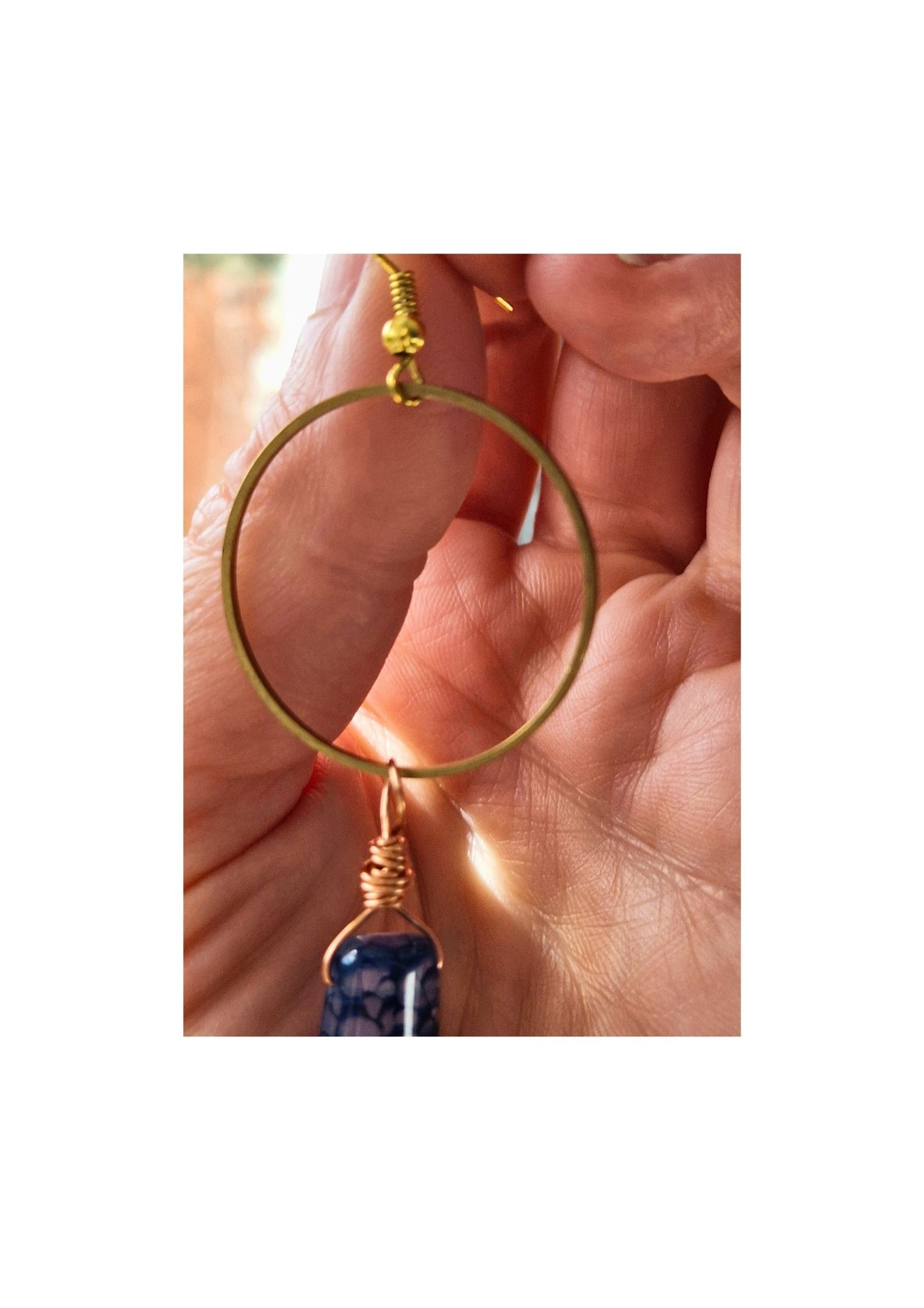 Earrings - Handmade Raw Brass Hoop Earrings with gold plated ear wires.