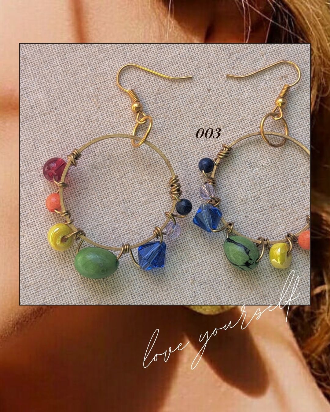 Chakra Hoops Raw Brass Earrings