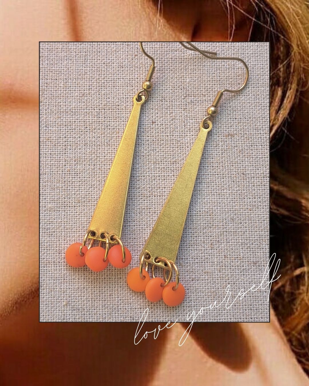 Triangle Brass Drop Earrings