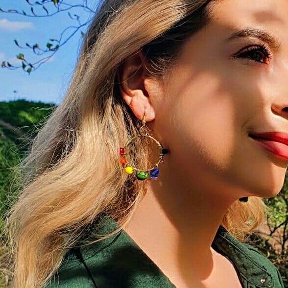 Chakra Hoops Raw Brass Earrings