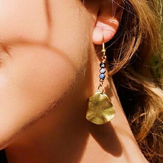 Full Moon Warrior Raw Brass Earrings