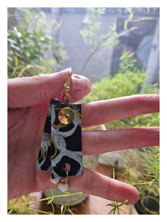 Original Abstract hand-painted Veneer earrings (lightweight )