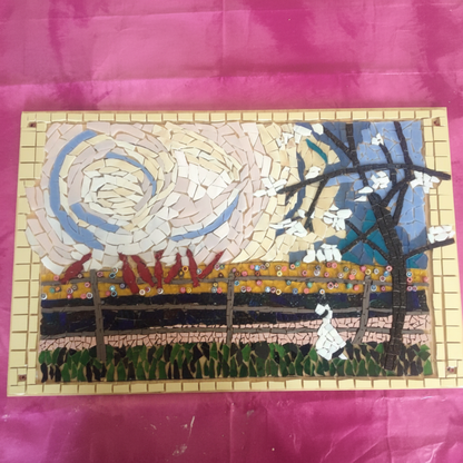 Dog and bird mosaic